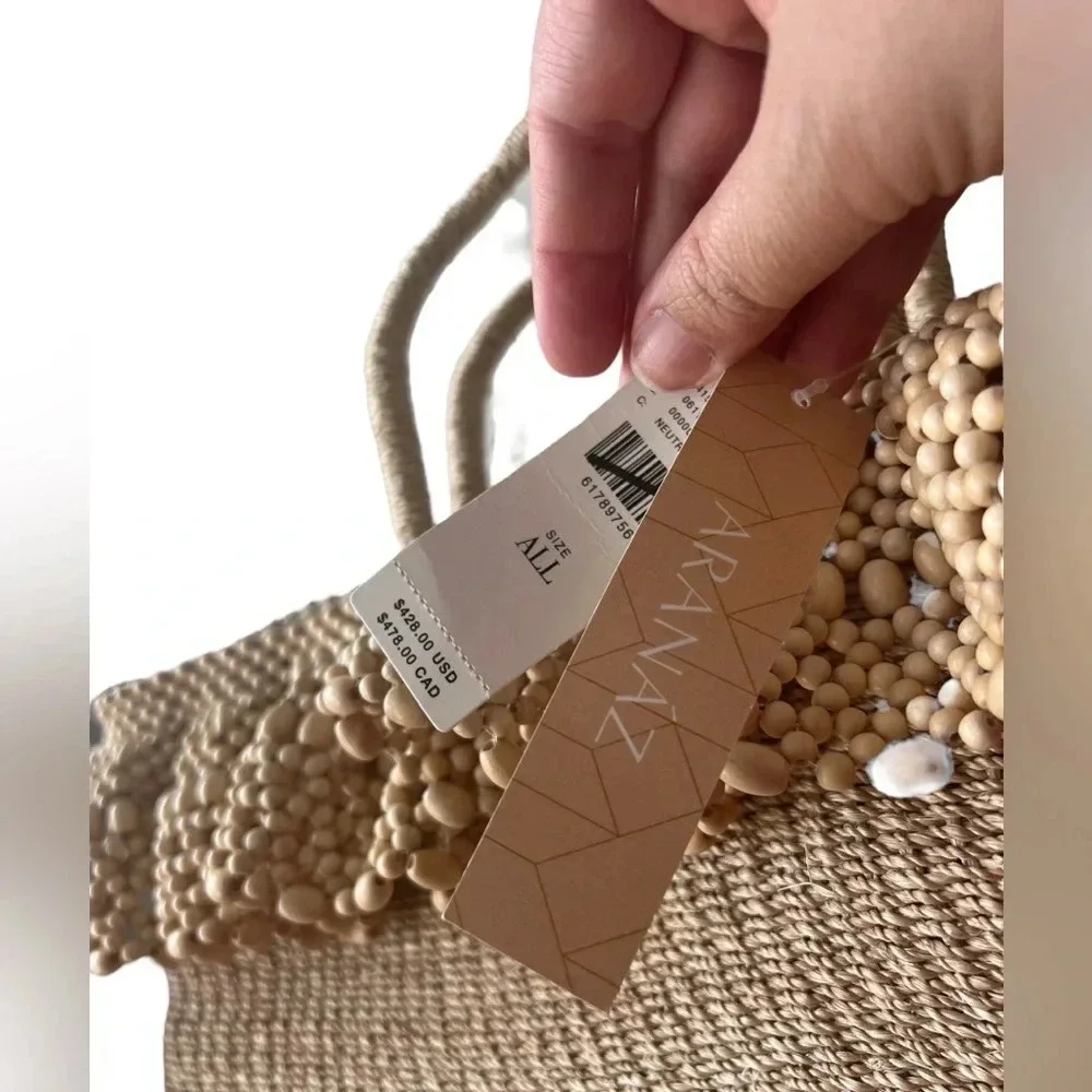 NWT Anthropologie Aranaz Ruffle-Trimmed Tote Bag